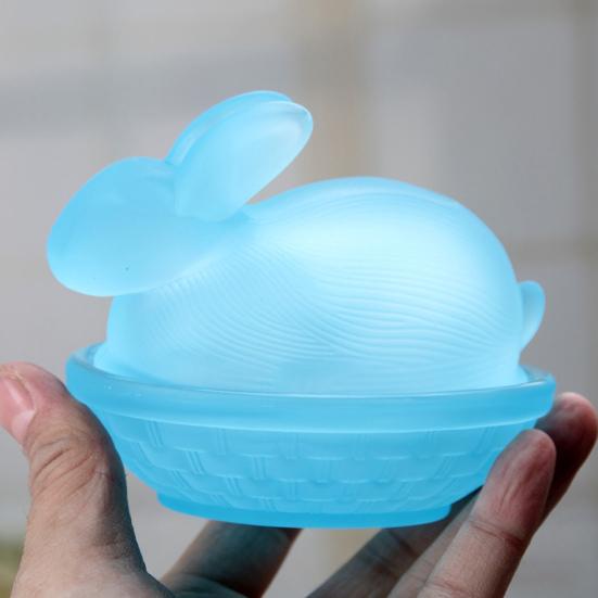 Glas Kaninchen Süßigkeitenschale Osterhase Keksdose mit Deckel Dekorative Süßigkeitenschale für Snacks Party Leckereien Zuhause Frühling Tischdekoration