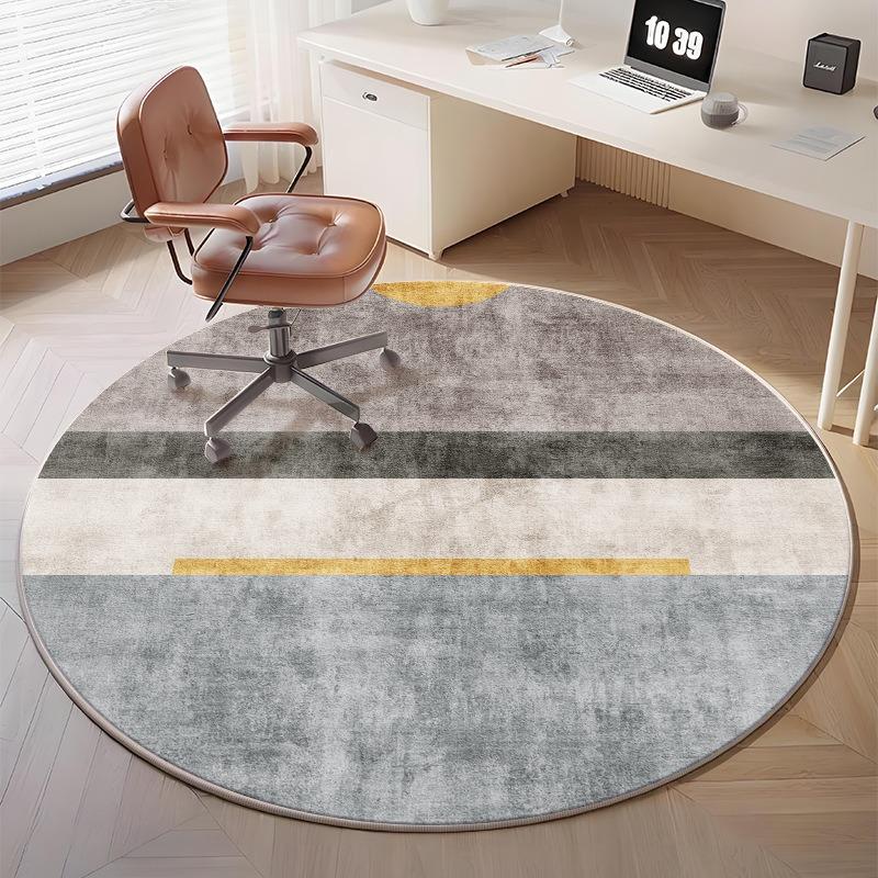 Minimalistischer geometrischer runder Teppich – Moderner abstrakter Akzent für stilvolle Heimbüro-Dekoration