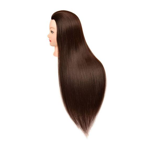 Hair Braiding Display Stand Mannequin Head with Hair Human Hair Straight 25" Professional Cosmetology Doll Head for Hairdresser