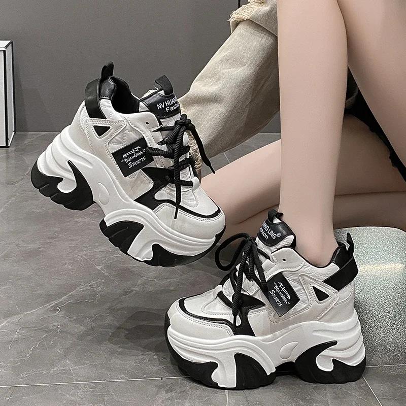 Baskets à Plateforme Haute Femmes 2023 Semelle Épaisse Sports Baskets pour Dames Chaussures Vulcanisées Femme Baskets Chunky Zapatillas Mujer 10CM