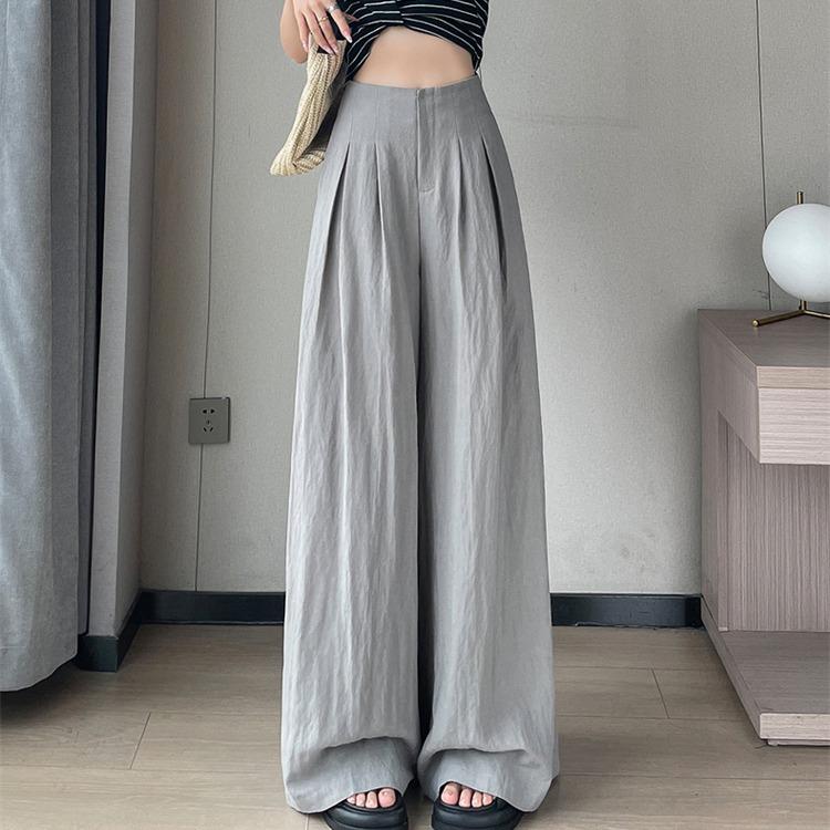 Pantaloni estivi in lino a gamba larga Pantaloni da donna a vita alta in cotone e lino Pantaloni casual per protezione solare