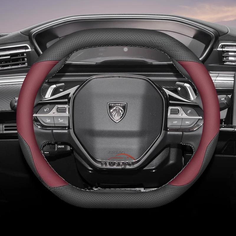 35cm 38cm Leather Car Steering Wheel Cover for Peugeot 5008 408 308 Rifter e-Expert Expert e-Traveller Landtrek Accessories