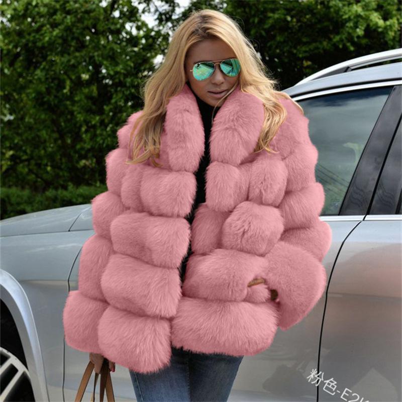 Fluffy Furry Fake Fur Jacke New Mink Coat Women Winter Thick Warm Faux Fur Coat Top Fashion Fox Fur Long Sleeve Outerwear Woman