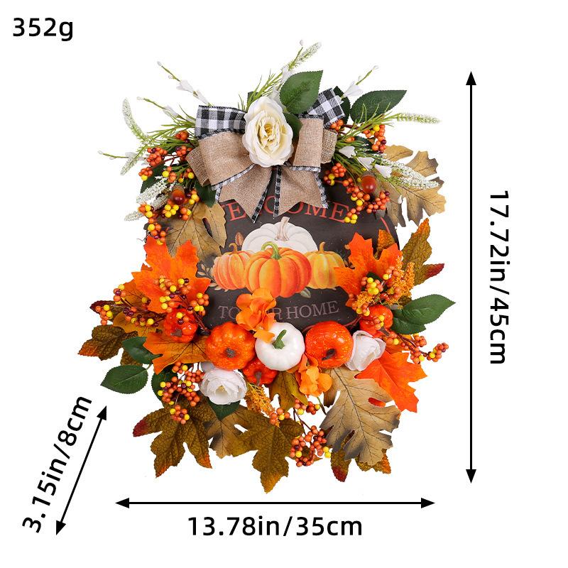 Harvest Festival Decorations Autumn Pumpkin Wood Wreath Thanksgiving Garden Wreath Listing