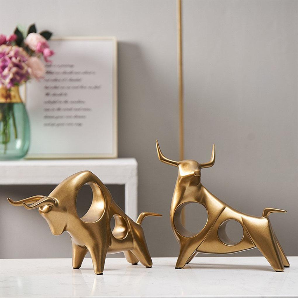 Decoration Home Statue Creatively Model Crafts Animal Bull Sculpture Figurine Collectable Souvenirs Cabinet Supply