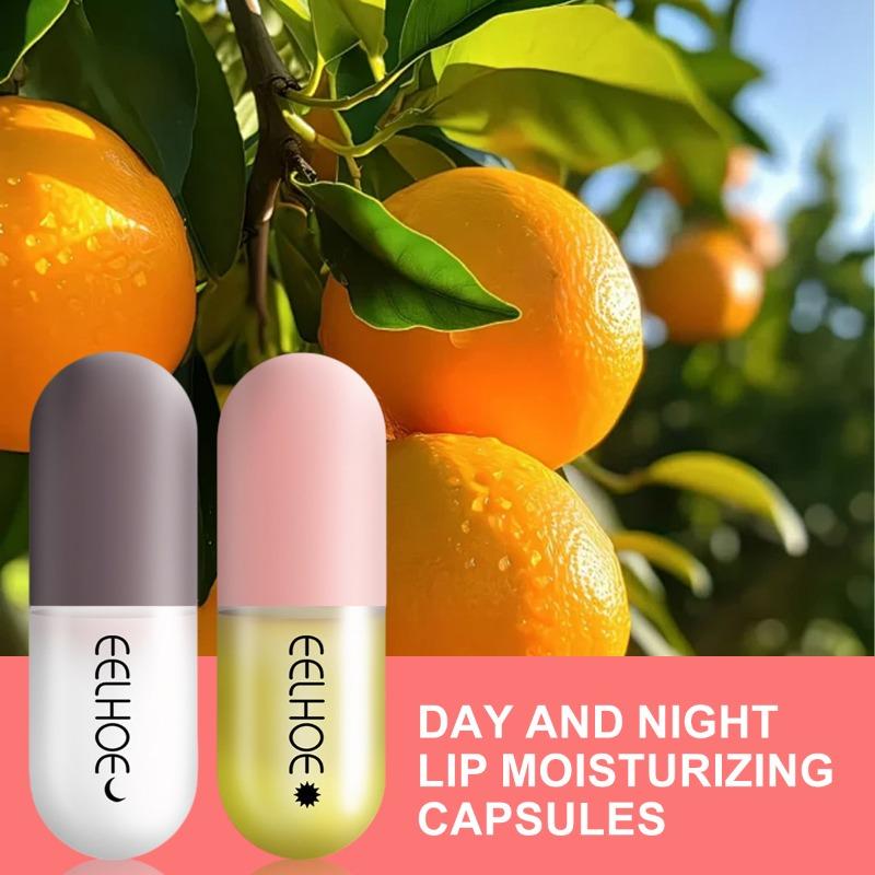Day and Night Lip Balm Capsules Hydrate and Moisturize Make Lips Look Fuller Lip Plumper Suitable for All Skin Types