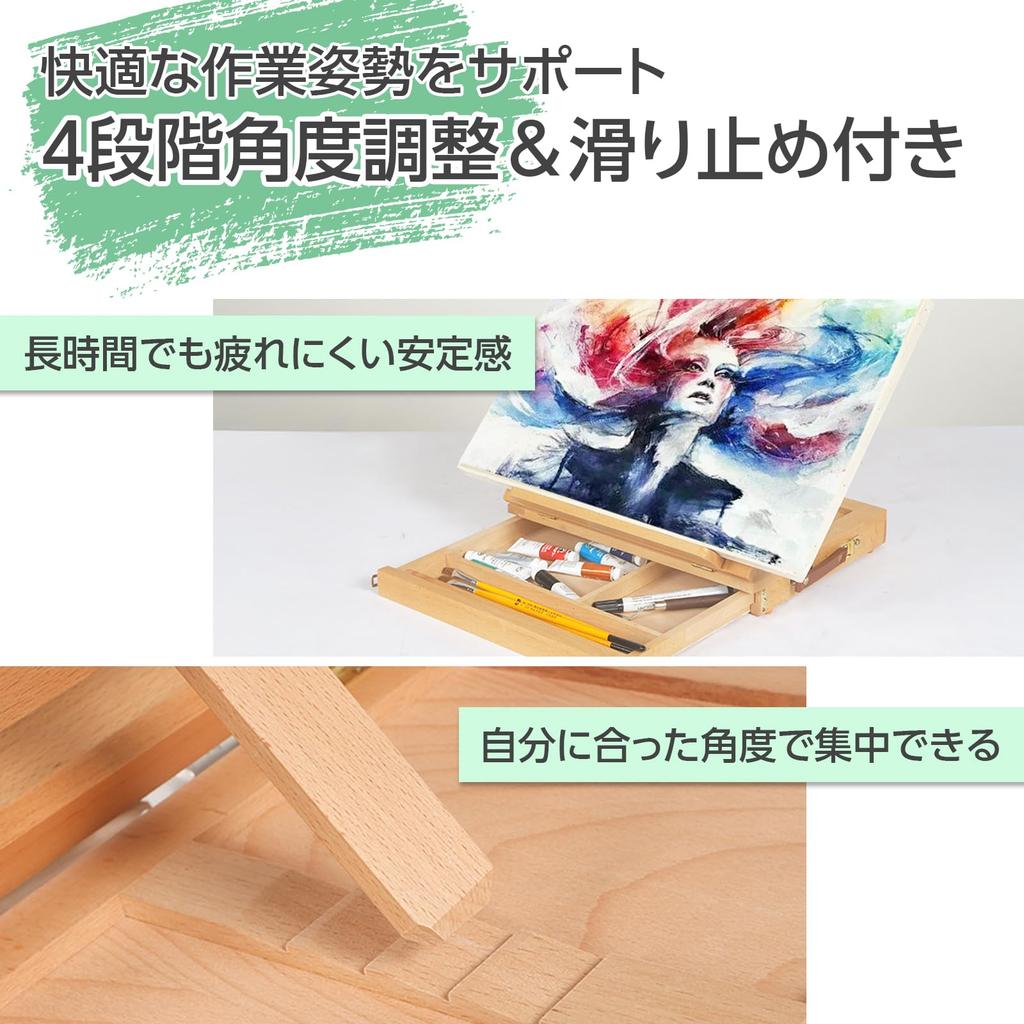 JUSTVEL Easel, Tabletop, Wooden, Foldable, Drawing Stand, Drawing Board [Double the Joy of Drawing] Sketch Board, Canvas Stand, Drawer, Oil Painting,