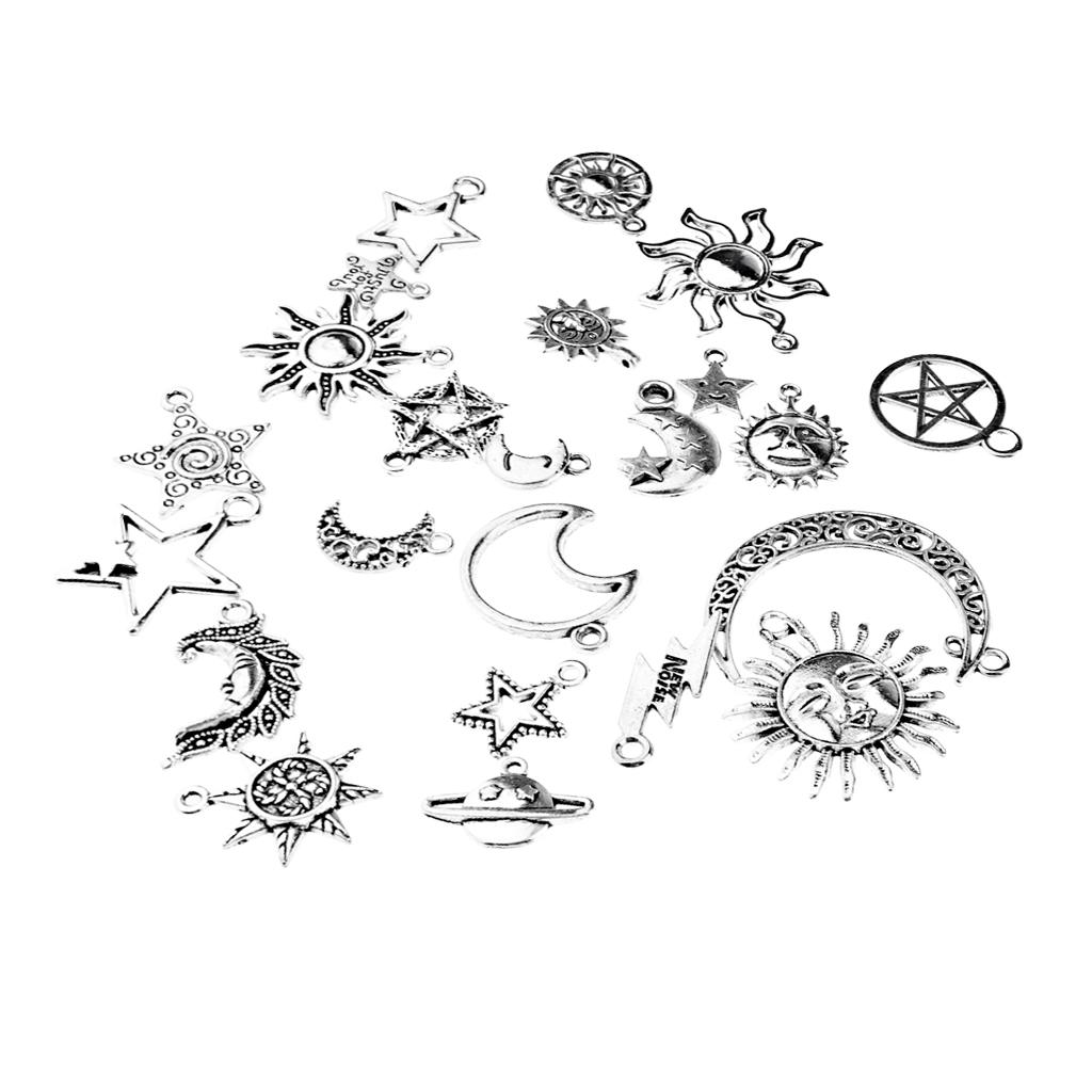 Pack Sun Moon Star Charm hängsmycke för DIY halsband armband smycken gör