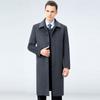 Autumn and Winter Middle-aged and Elderly Cashmere Woolen Woolen Coats Men's Long Knee-length Down Lining Large Size Dad Coat