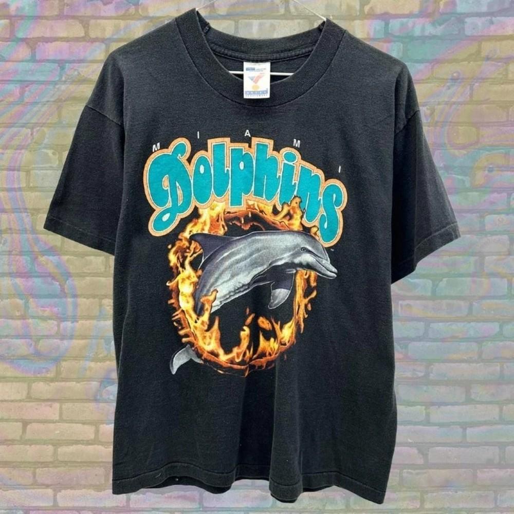 Miami Dolphins Vlammende Mascotte NFL Voetbal Heruitgave digitaal S-5XL Unisex T-shirt