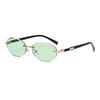 Personalized Oval Frame Sunglasses Women Men Retro Metal High-end UV400 Eyewear Traveling Luxuy Frameless