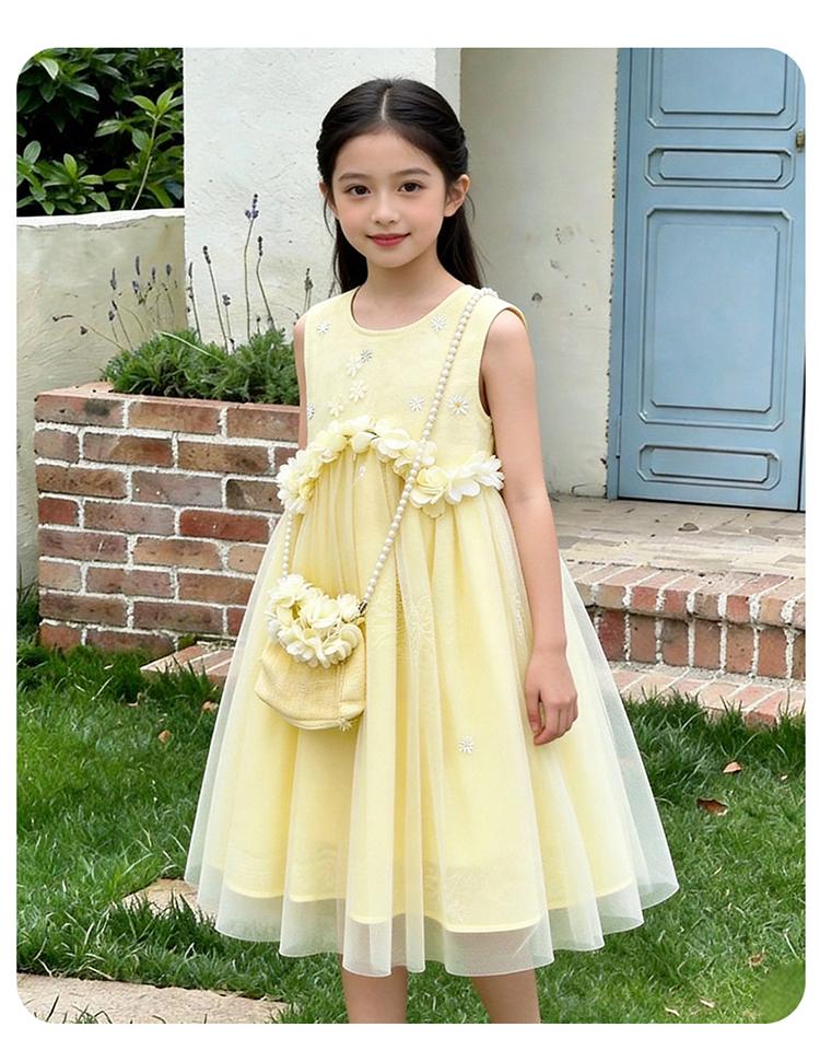 Girls' Dress Summer 2026 New Style Children's Elegant Mesh Skirt Summer Dress Girls' Birthday Princess Dress Trendy
