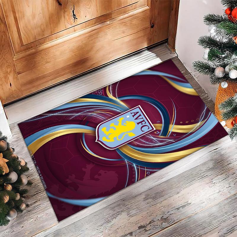 Kobercový koberec Aston Villa Football Print Crystal Velvet, Pohodlný, Absorpčný, Protišmykový, Interiérový Podlahový Koberec