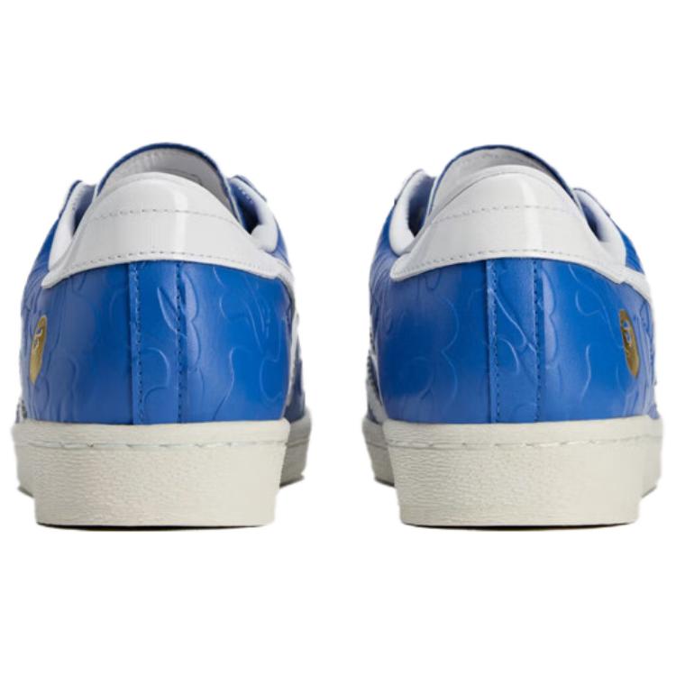 נעלי סניקרס יוניסקס BAPE x adidas Superstar וינטג' כחול לבן לבן ענן אוף-וויט JR2702