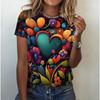 T-shirt imprimé 3D motif vache animal dessin animé pour homme et femme, à la mode, col ras du cou, manches courtes, t-shirts floraux, papillon