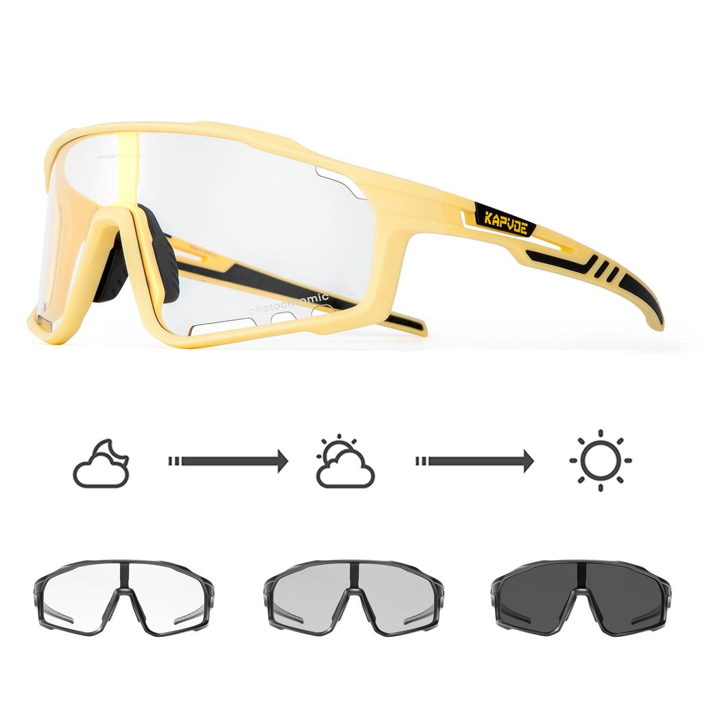Kapvoe Color Photochromic Cycling Glasses MTB Sunglasses for Men Women Sport Speed Mountain Bike Bicycle Cycl Eyewear Goggle