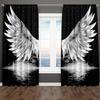 3D Digital Printing Cheap Modern Angel Wings Black And White Shading 2 Panels Window Curtain For Bedroom Living Room Home Decor