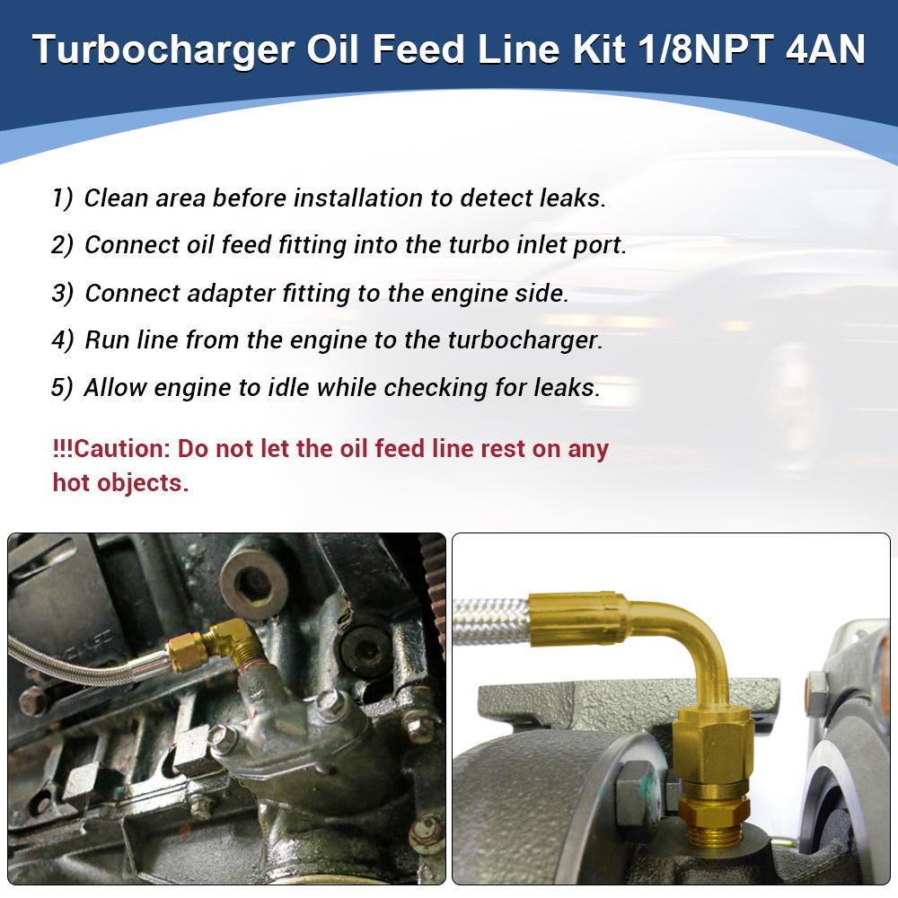 36'' 1/8 NPT 4AN T3 T4 T3/T4 T04E T70 T66 T67 Gt35 Gt45 Turbo Oil Feed Line Oil Return Line Oil Drain Line Kit