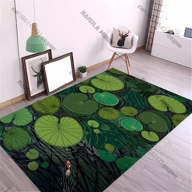 Next Day Shipping Lotus Leaf Pattern Carpet Rug for Living Rooms Bedrooms, Office Areas, Durable Machines Washable Mats Gifts