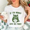 Si je suis de mauvaise humeur, donnez-moi à manger Impression T-shirt Femme, Raton Laveur Sarcastique Graphique T-shirt Hauts, Manches Courtes T-shirts, Chemises Mode Été,