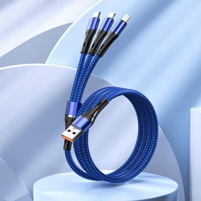 3-in-1-Ladekabel Geflochtenes Nylon - E.F.CONNECTION - Blau - 1,2 Meter