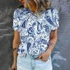 Elegant Women's T-shirt Fashion Retro Flower Pattern Print T-shirt  Women's Short Sleeved T-shirt Summer Leisure T-shirt