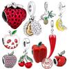 Hot S925 Sterling Silver Cherry Fruit Lemon Slice Strawberry Durian Apple Chili Charm Beads Fit Original Bracelet Jewelry