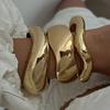 DIEZI Hip Hop Irregular Metal Cuff Wide Bangles Men Punk Gold Silver Color Geometric Spring Bangles Women Bracelet Jewelry