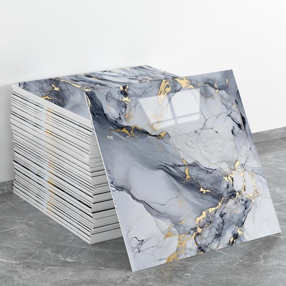 PVC Peel & Stick Marble Tiles, Mixed Marble Pattern Self‑Adhesive Wall Floor Sticker, Waterproof DIY Home Renovation Decor
