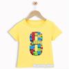 Cute Funny T-Shirt For Boys Building Blocks Birthday Digital Print Tshirt Custom Name Kids Clothes White Tshirt Tops