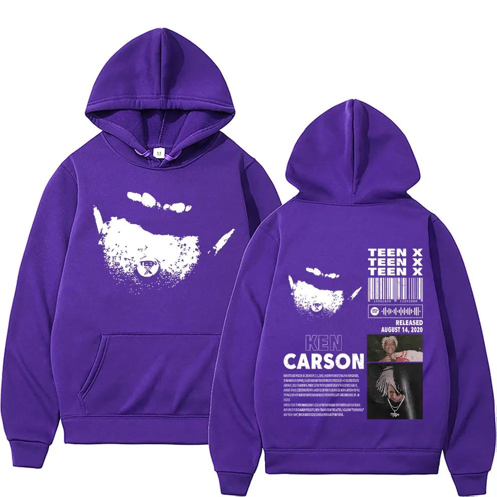 Rapper Ken Carson Teen X Music Album Double Sided Print Hoodie Rap Playboi Carti Opium Sweatshirt Male Hip Hop Oversized Hoodies
