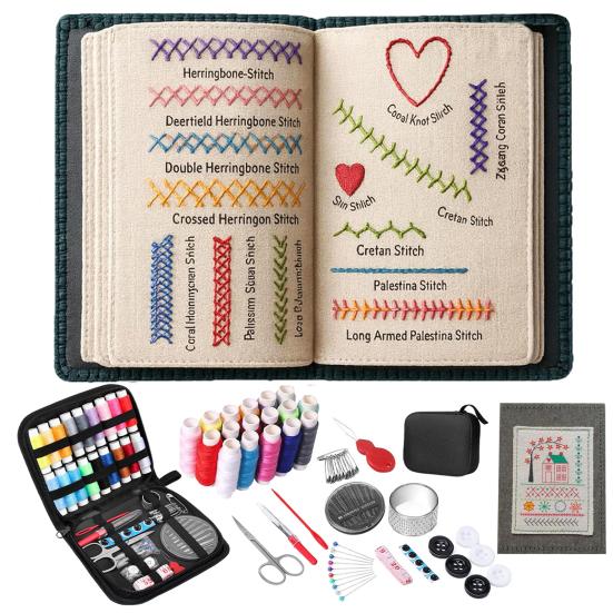 Embroidery Stitch Book Kit Stitch Patterns with Tools Beginner Embroidery Kit Portable