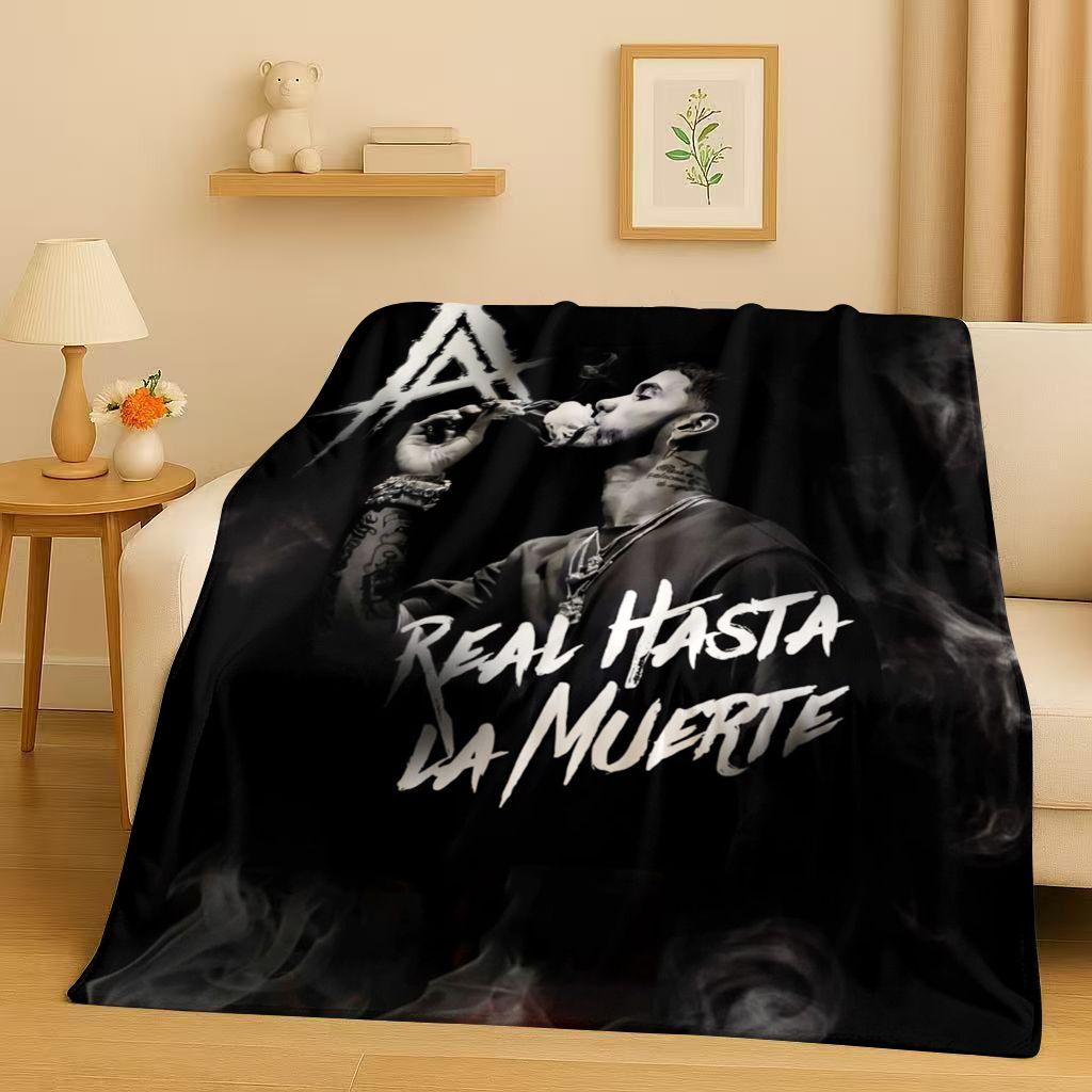 3D Anuel AA Real Hasta La Muerte Rapper Flanellduk, Ultramjuk Varm Plyschpläd för Hem Sovrum Säng Soffa, Barn Picknick