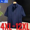 Extra Big Size Mens Ice Silk T Shirt Half Zipper Short Sleeve Cool Tshirt Male Plus Large 6xl 7xl 8xl 9xl 10xl Elegant Quick Dry