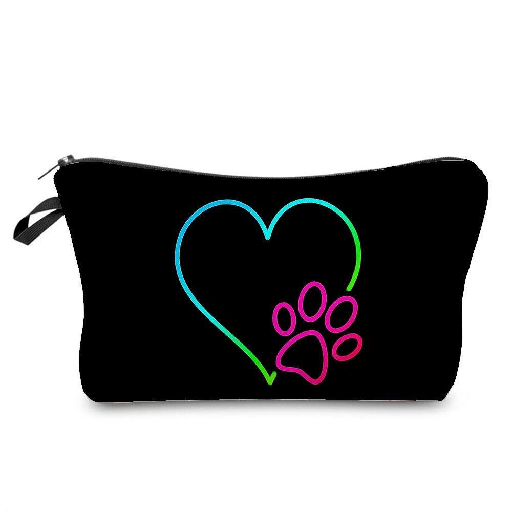 Women Dog Paw Print Cosmetic Bag Toiletries Organize Travel Storage Case 6874