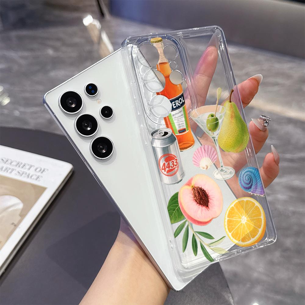 Drinks and Fruits Illustration Case for Samsung Galaxy S26 S25 S24 S23 S22 S21 S20 FE Plus Soft TPU Slim Fit Shockproof Cover