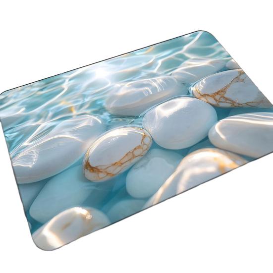 Floor Mat Anti-Slip Bathroom Mat with Rough Surface Rubber Dot Backing Soft Touch Diatom Mud Quick Drying Drainage Holes Bathroom Mat
