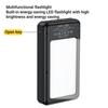 Boîtier de batterie externe 6 x 18650, double port USB type C, avec éclairage de camping, 20 000 mAh, boîtier de rangement pour batterie