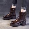 Thick soled versatile Chelsea short boots for women autumn/winter 2026 new collection with plush British style thick heel women
