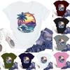 Lässiges, lockeres, bedrucktes T-Shirt mit Rundhalsausschnitt und kurzen Ärmeln für Damen