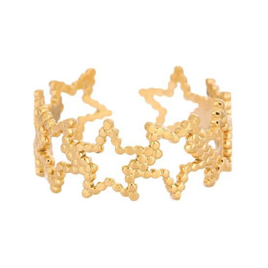 Women Ring Geometric Hollow Star Shape Adjustable Opening Design Finger Ring Titanium Steel Ring Versatile Jewelry Gift