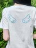 Lupeu Dot Angel Diagonal Button Short Sleeve T-Shirt Ivory + Blue Dots