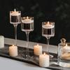 3PC Light Luxury Tall Transparent Candlelights Glass Candle Holder Birthday European Romantic