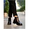 Women'S Chunky Chelsea Boots  Black Ankle Booties With Lug Sole, Slip-On Elastic Side Panels, Stylish Fall/Winter Footwe
