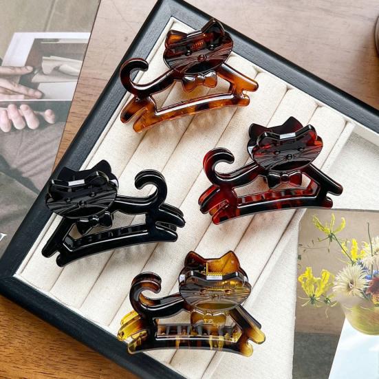 Girl Hair Claw Cat Design Anti-slip Teeth Hair Clip Back Head Shower Shark Hair Clip School Events Festive Hair Accessory