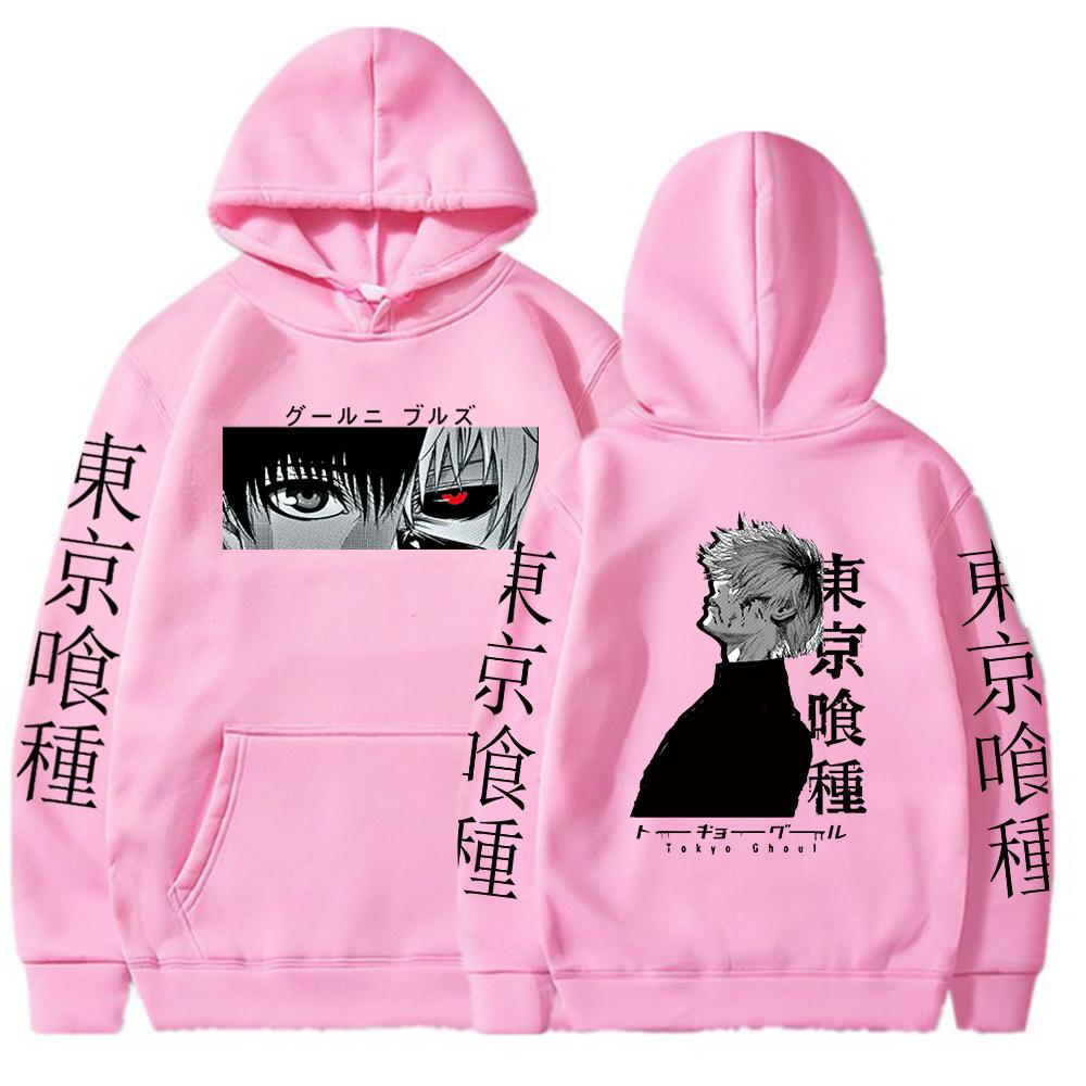 Ghost Graphic Cartoon Japanese Anime Print Pattern Hooded Sweater Male Hoodie Casual Hip-Hop Top