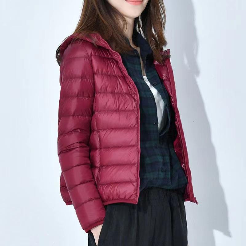 Dames Herfstwinterjas Gewatteerde capuchon Dikke lange mouwen Warme effen kleur Glad Slim Fit Ritssluiting Zakken Vest Dame Katoenen jas