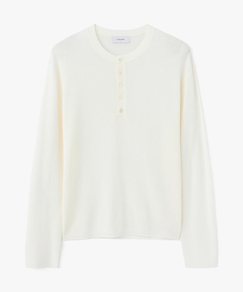 Le Mad Relaxed Henley Neck Long Sleeve Knit - Ivory