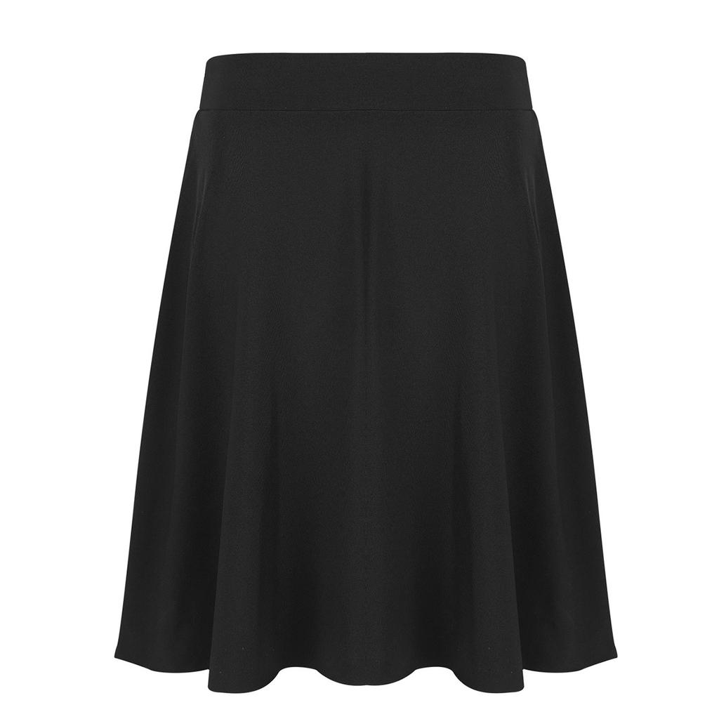 Girls Knee Length Skirt Kids Stretchy High Waist Solid Color Lightweight Flared A-line Skirt Daily Wear