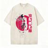 Anime Ghost in The Shell Motoko Kusanagi Tryck Vintage Tvättade T-shirts Herr Dam Mode Casual Kortärmad Överdimensionerade T-shirts